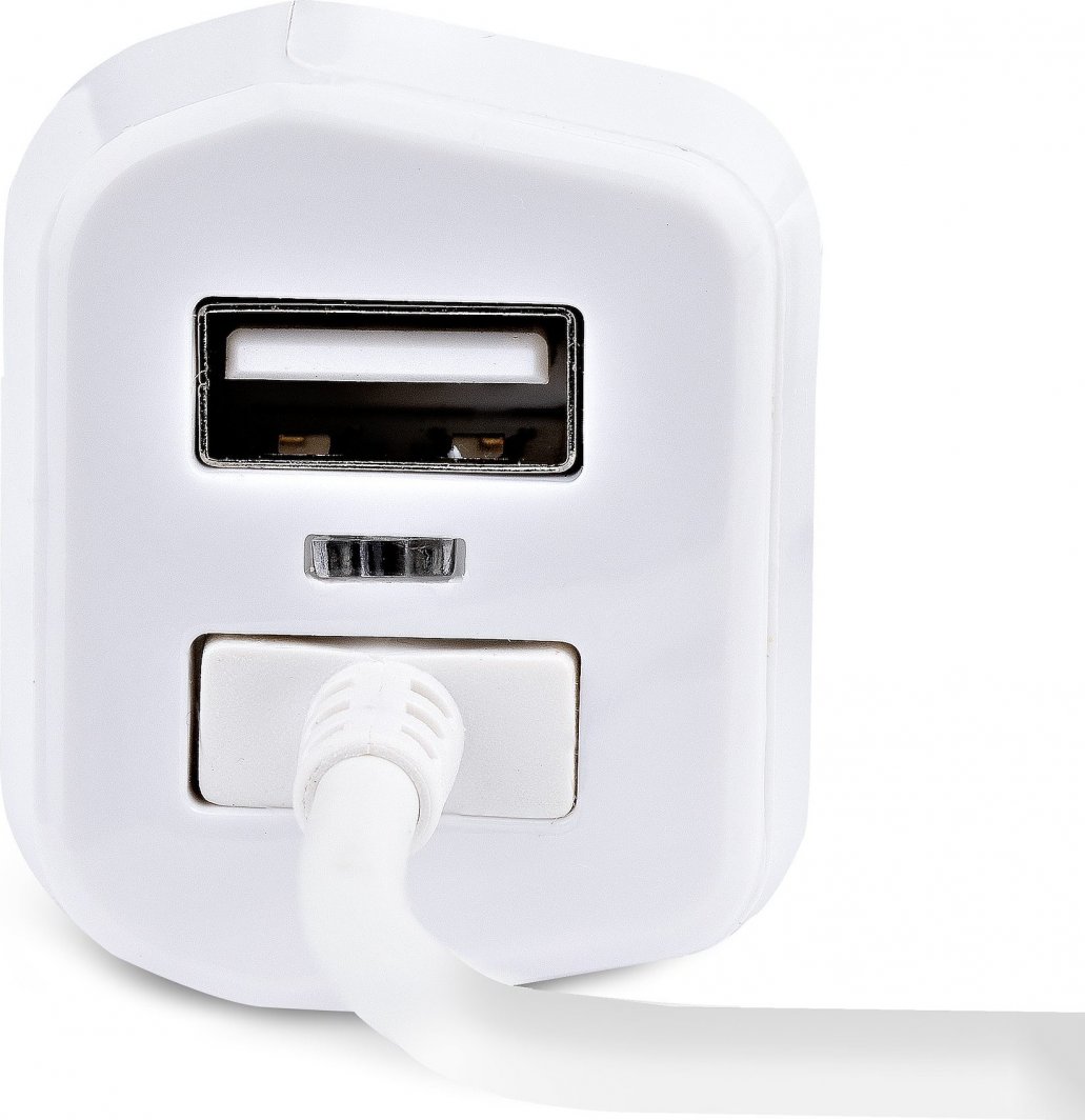 Полнач за автомобил StarTech.com, Lightning 1m, 12W, 2 USB порти, бел