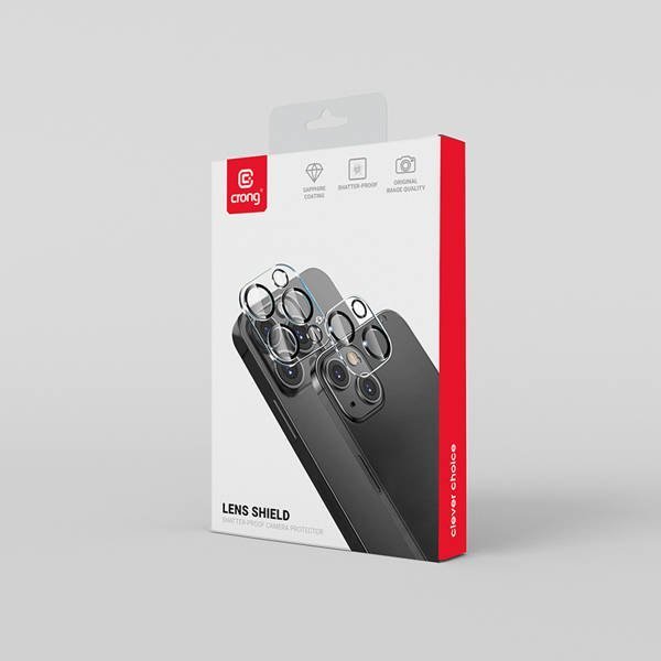 Mbrojtës kamerë Crong Lens Shield, xham i fortifikuar, për iPhone 13 Pro 13 Pro Max, transparent