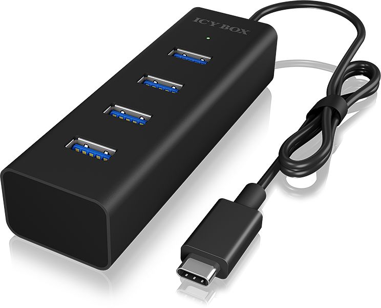 Shpërndarës për USB Icy Box 4x USB-A 3.0 (IB-HUB1409-C3), i zi