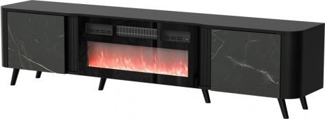 Komodë Bed Meble RTV Volare, oxhak elektrik, 200x39x49 cm, e zezë San Sebastian