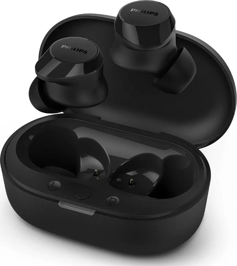 Kufje wireless Philips TAT1209, true wireless, me kuti karikimi, të zeza
