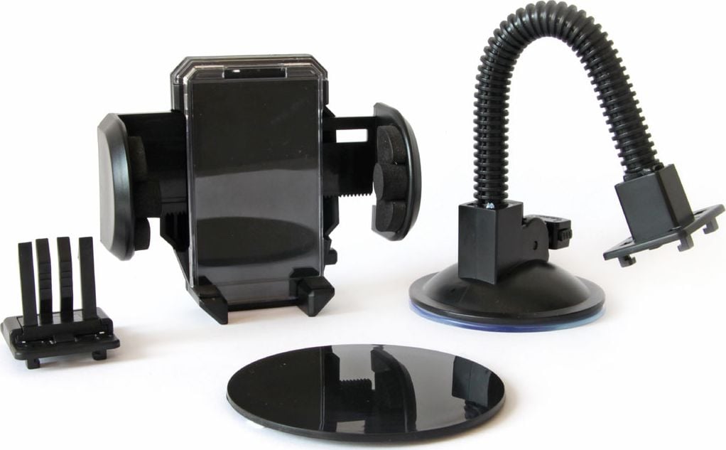 Mbajtës telefoni për veturë AMiO 01250, universal, me kupë thithëse, i zi