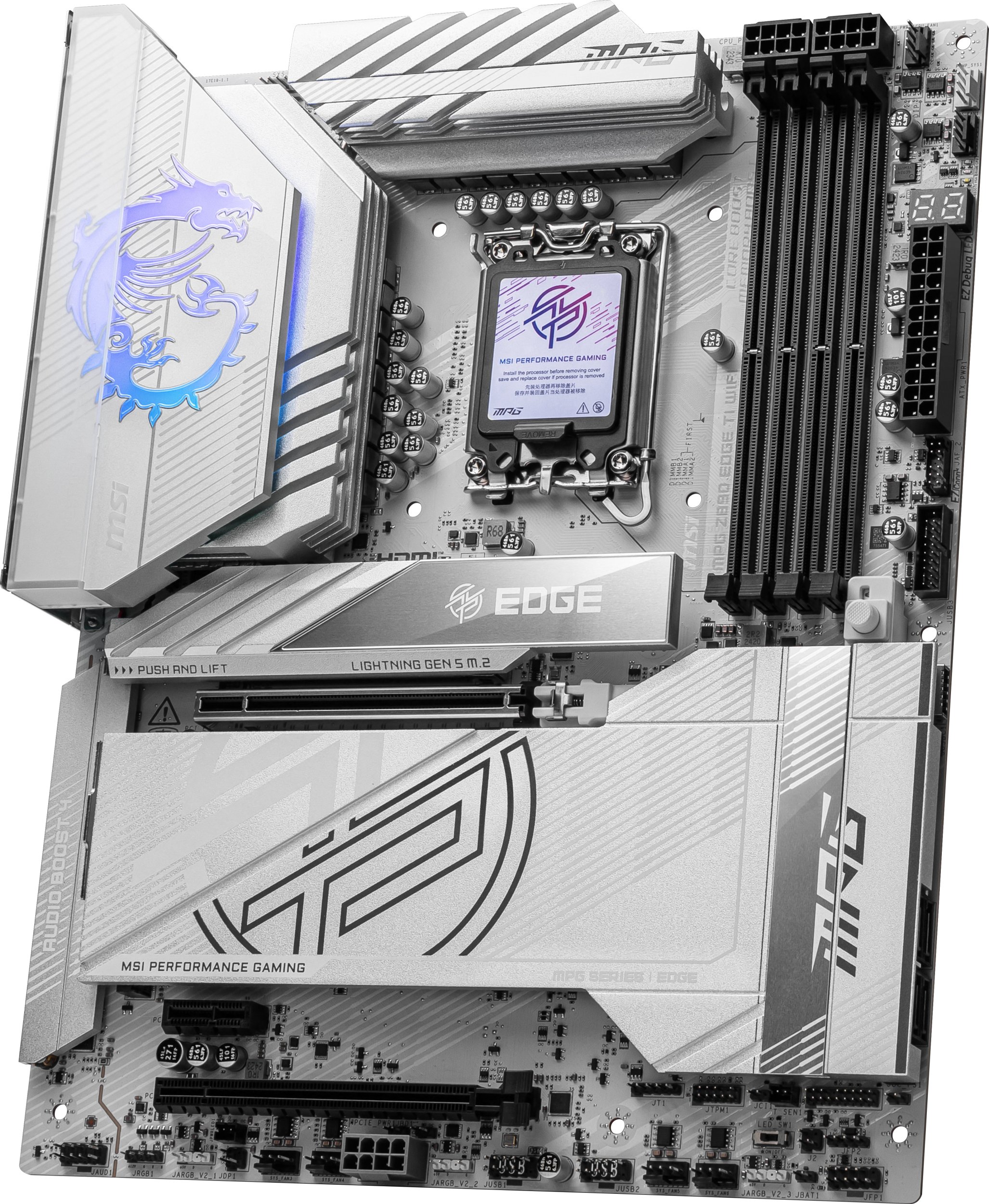 Motherboard MSI MPG Z890 EDGE TI WIFI, Intel LGA1851, ATX, e bardhë