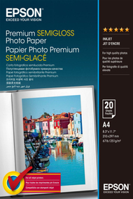 Letër fotografike Epson Premium Semigloss, A4, 251g/m², e bardhë