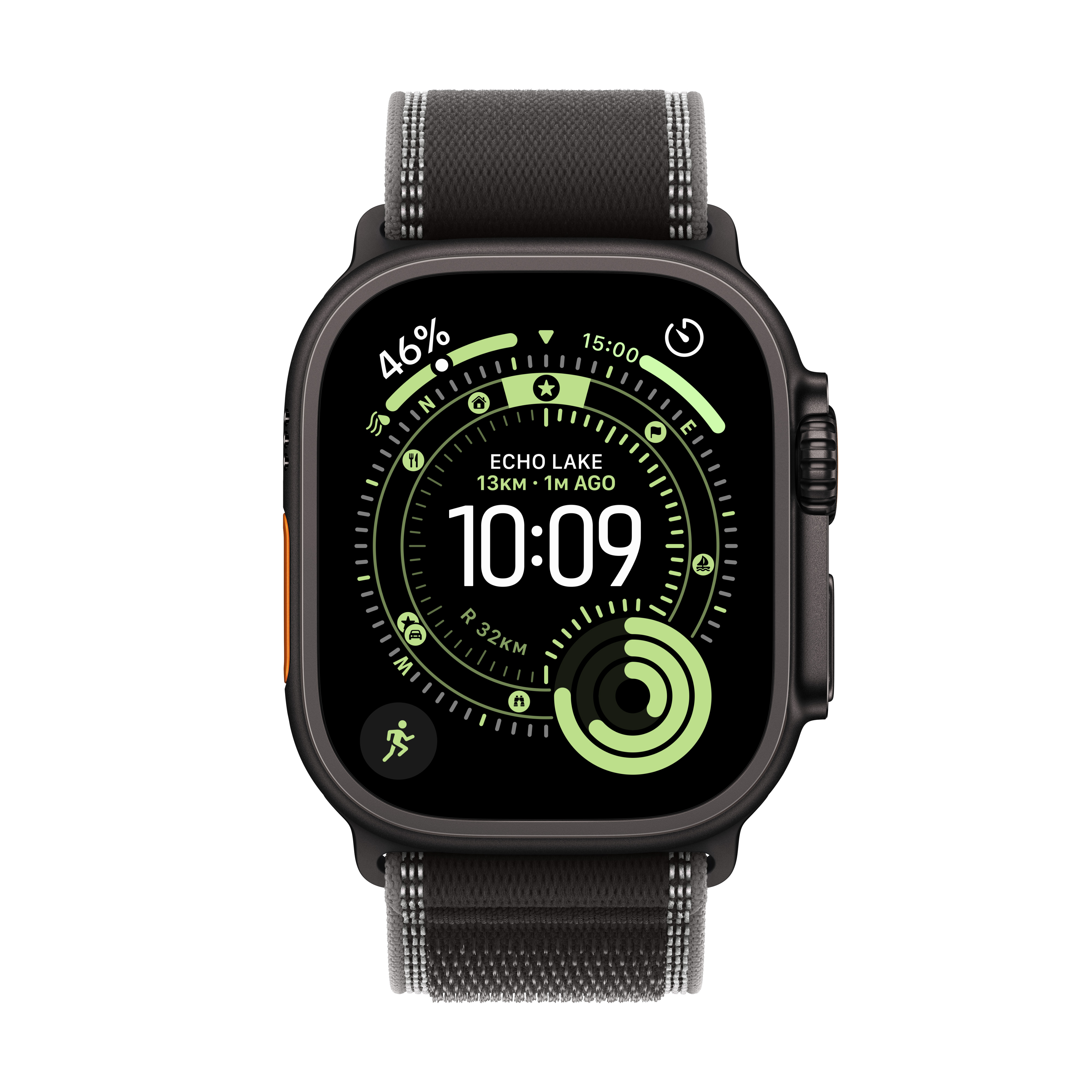 Apple Watch Ultra 3 Cellular 49mm Black Titanium Case with Black/Charcoal Trail Loop, M/L