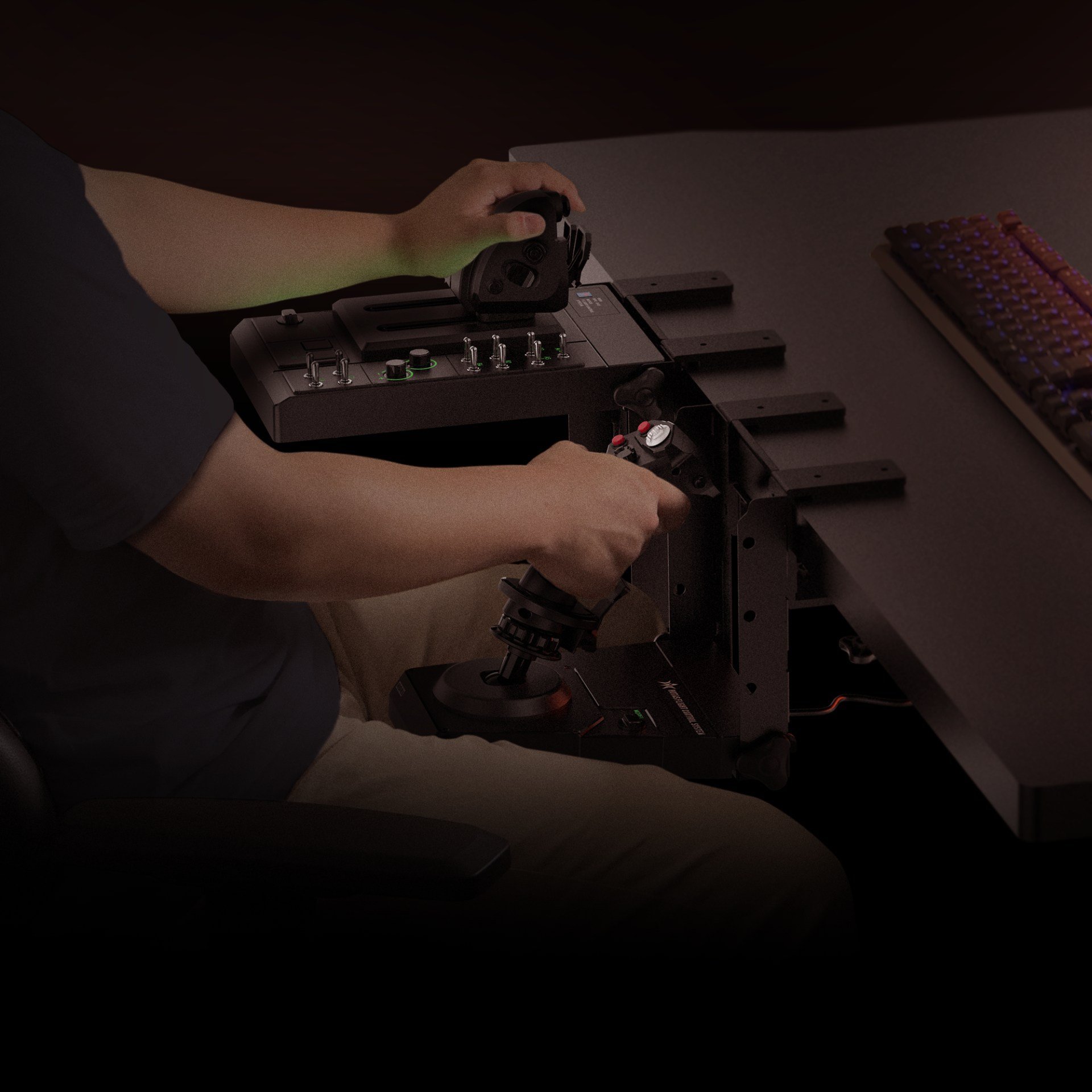 Joystick Hori HOTAS Flight Control System, me throttle dhe mount, për PC, i zi