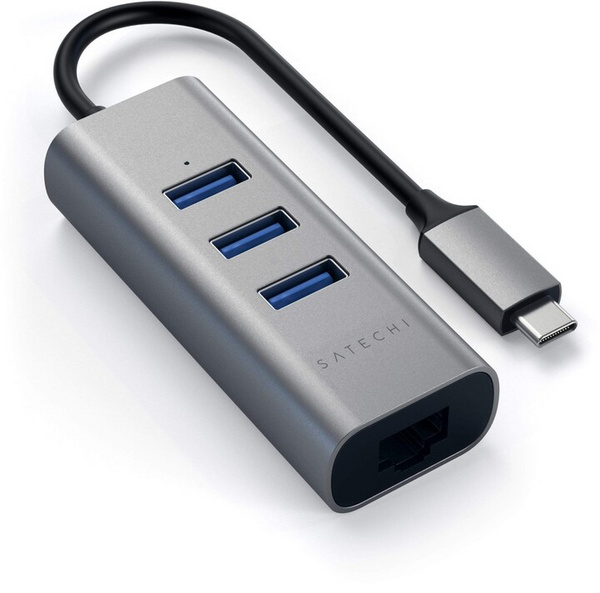 USB Hub Satechi USB-C 2in1 Ethernet, i hirtë