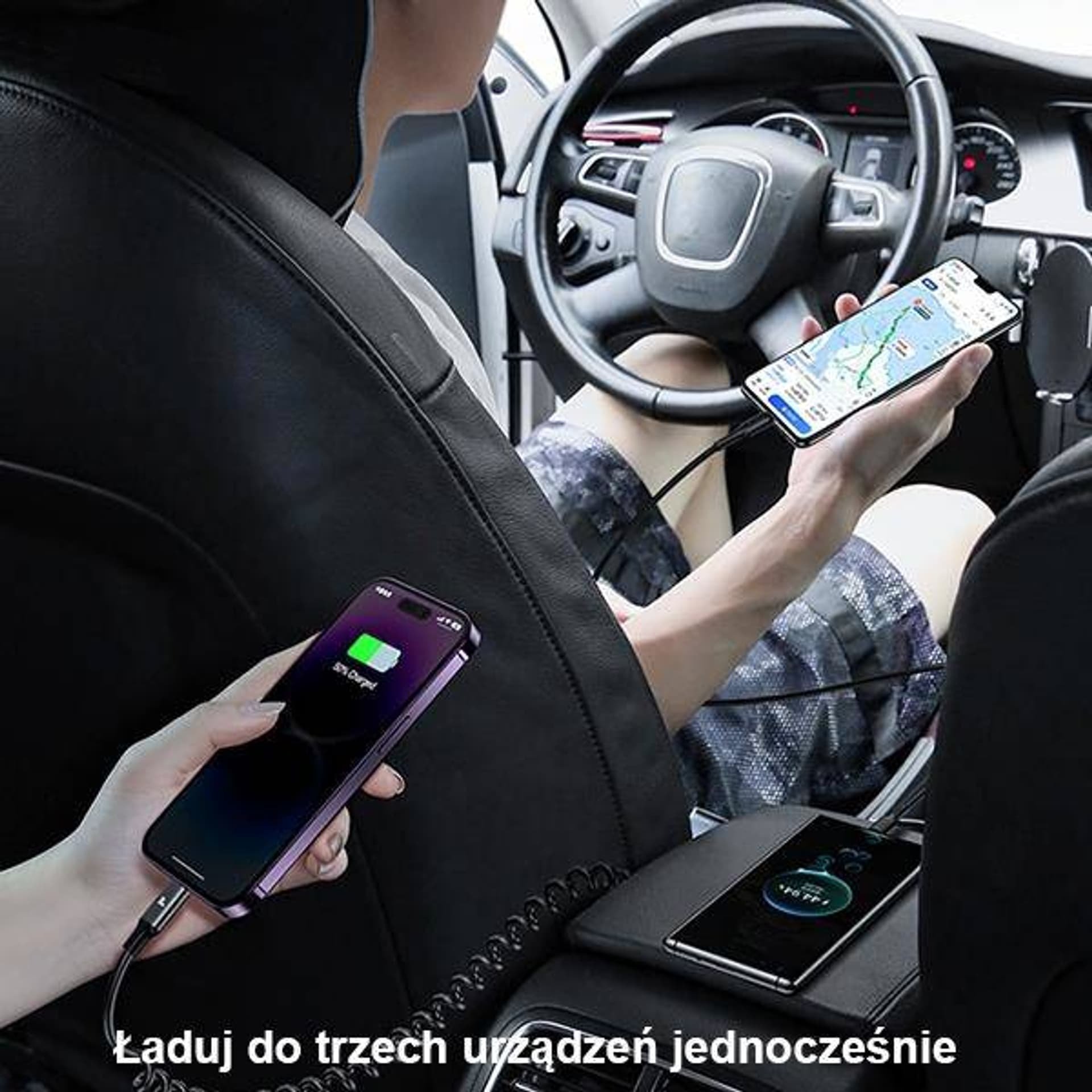 Karikues veture USAMS C33 US-CC167, 60W, 2x USB-C 1x USB-A, i zi