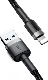 Kabllo Baseus USB-A-Lighting, 0.5m, 2.4A, e zezë / e hirtë