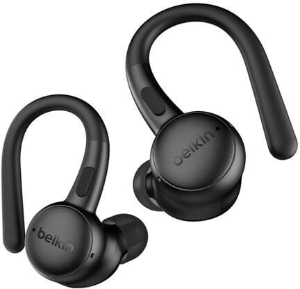 Спортски слушалки Belkin SoundForm ActiveFit, со кабел и без кабел, со закачалка за уво, 36 часа батерија, црни