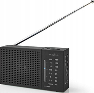 Radio portative Nedis FM AM, 1.5W, me kufje, e zezë