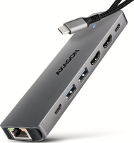 USB hub AXAGON HMC-7HX2, 2x HDMI 4K, Power Delivery 100W, argjend
