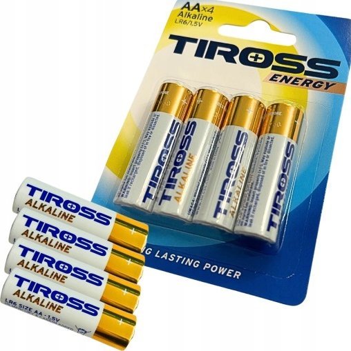 Bateri alkaline Tiross AA R6, 1.5V, paketim 4 copë