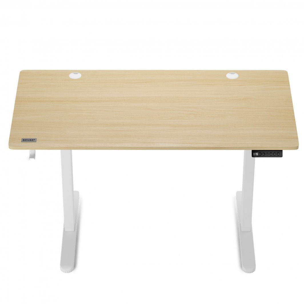 Tavolinë elektrike SENSE7 Nojo, 120cm x 60cm, e bardhë/ druri e hapur