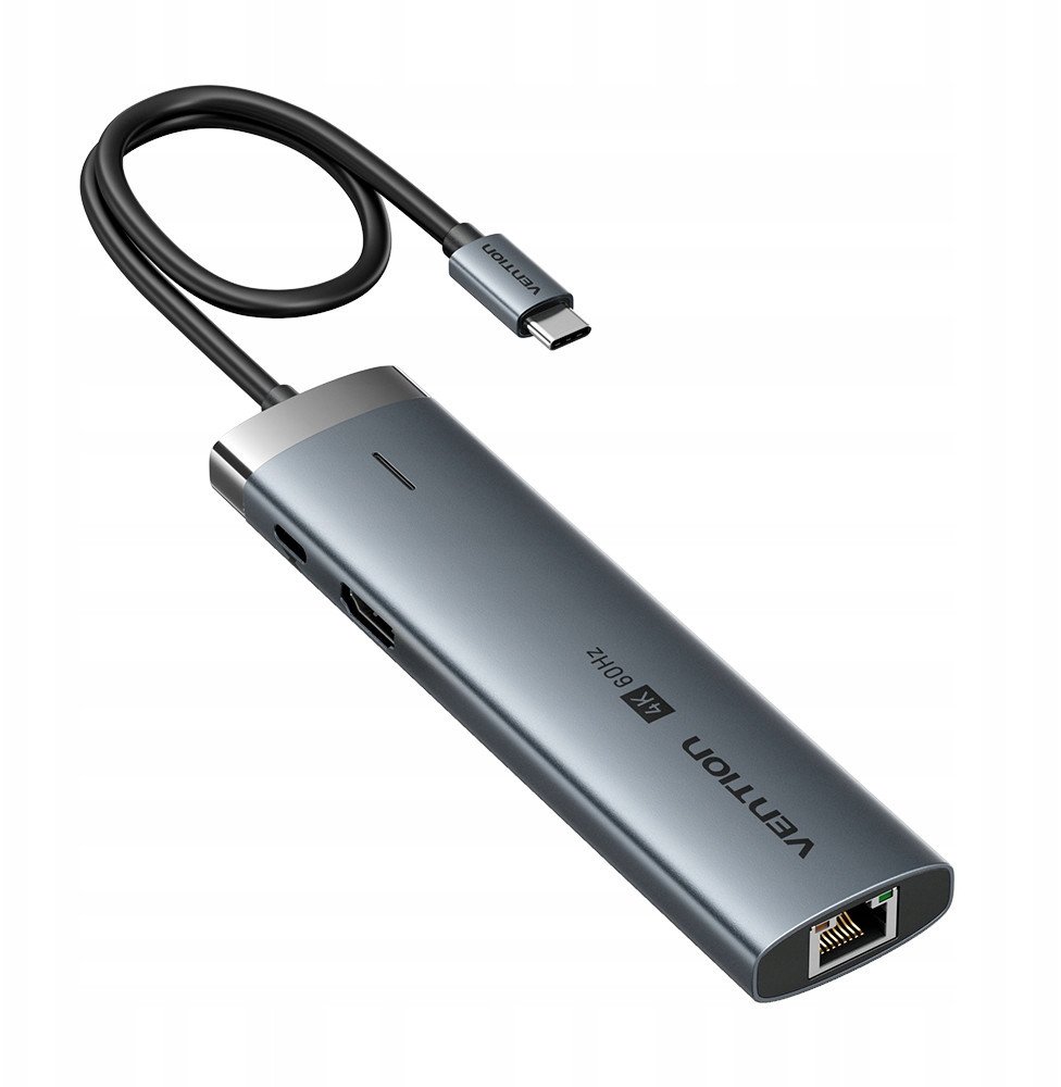 Docking station USB C Vention 8 in 1, HDMI 4K, PD 100W, gri