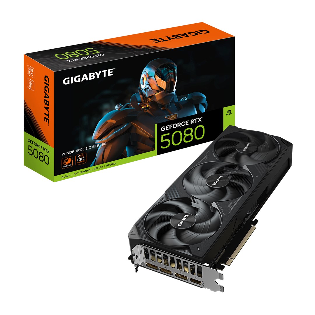 Kartelë grafike GIGABYTE GeForce RTX 5080 WINDFORCE OC SFF 16G, 16GB GDDR7