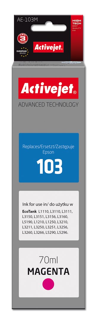 Ngjyrë për printer Activejet AE-103M (zëvendësim për Epson 103 C13T00S34A), 70 ml, vjollcë