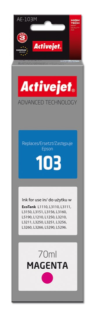 Ngjyrë për printer Activejet AE-103M (zëvendësim për Epson 103 C13T00S34A), 70 ml, vjollcë