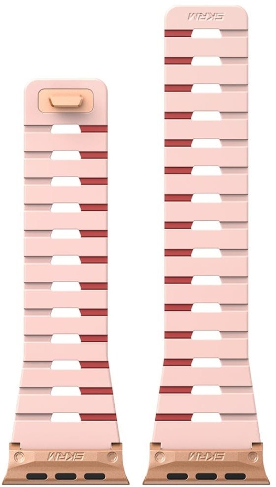 Rrip dore Skinarma Gemini Pink Band për Apple Watch 42/41/40 mm, silikon, rozë