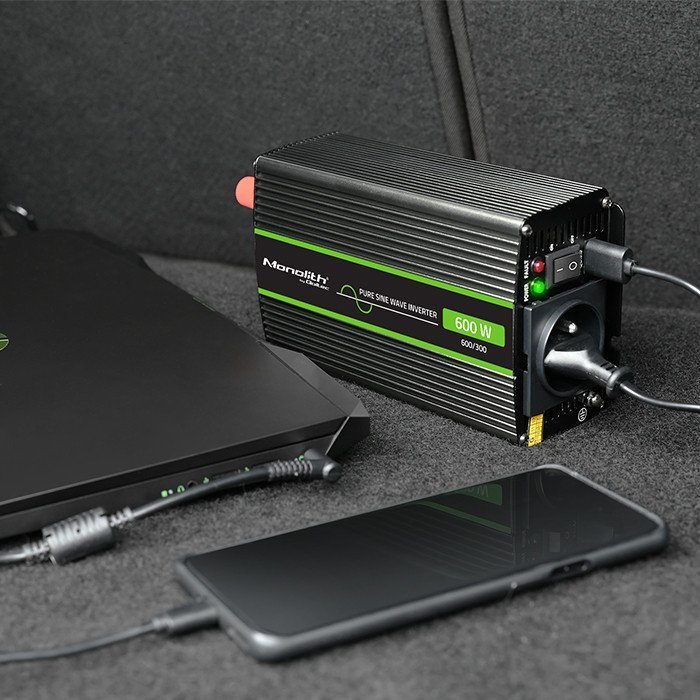 Konvertues tensioni Qoltec Monolith 600, 300W, sinusoide e pastër, gri