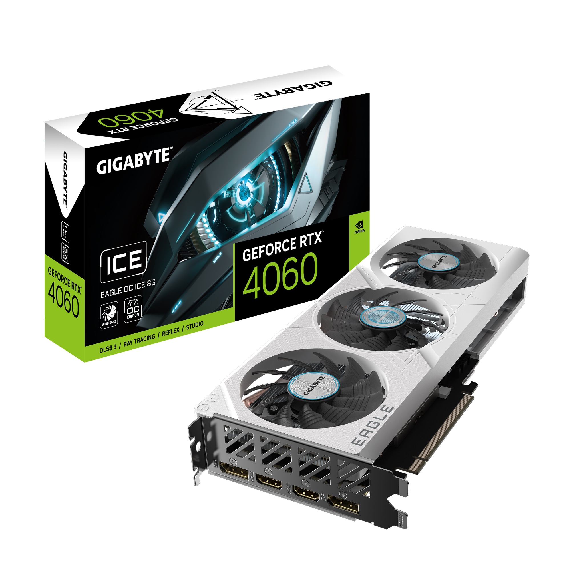 Kartelë grafike GIGABYTE GeForce RTX 4060 EAGLE ICE OC, 8GB DDR6