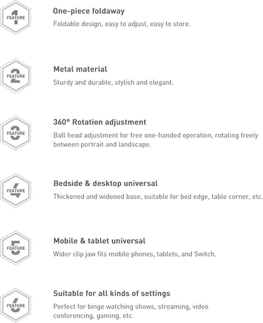 Mbajtëse telefoni dhe tableti Baseus, krah i gjatë fleksibël, kapëse tavoline, e zezë