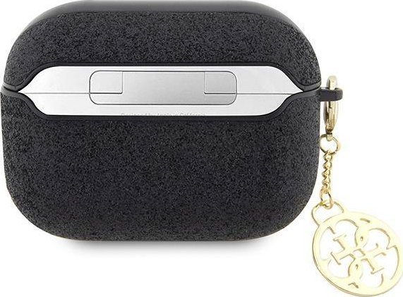 Mbështjellës Guess GUAP2GLGSHK për AirPods Pro 2, poliuretani, Glitter Flake 4G, i zi