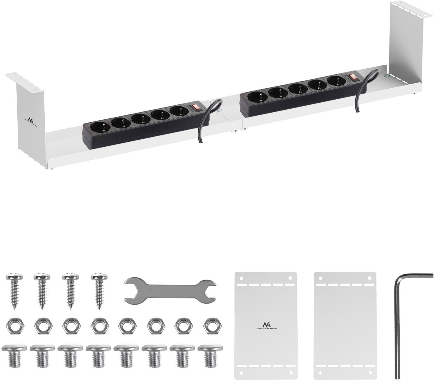 Организер за кабли Maclean MC-107 W, под маса, капацитет 5kg, бел