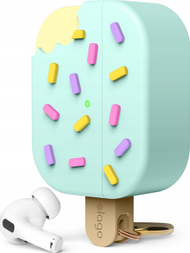Mbrojtëse Elago Ice Cream për AirPods Pro 2, me karabinë, mbështet karikim wireless, e gjelbër mint