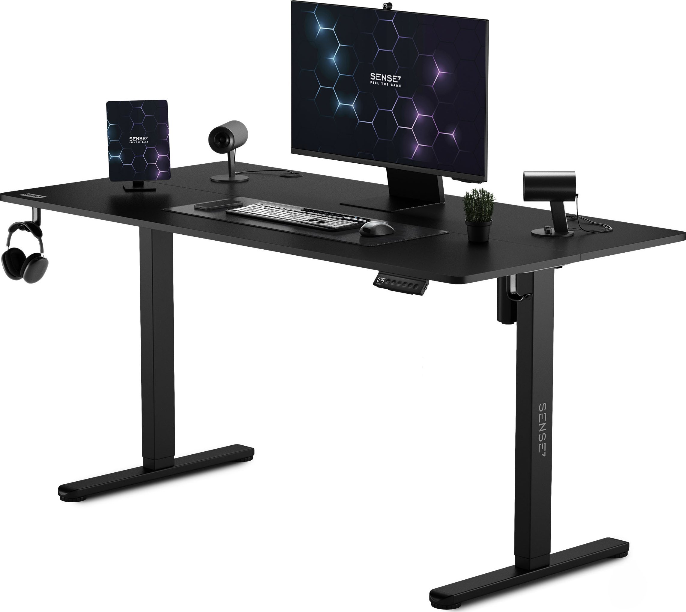 Маса SENSE7 Nojo, 140cm x 70cm, електрична, црна боја