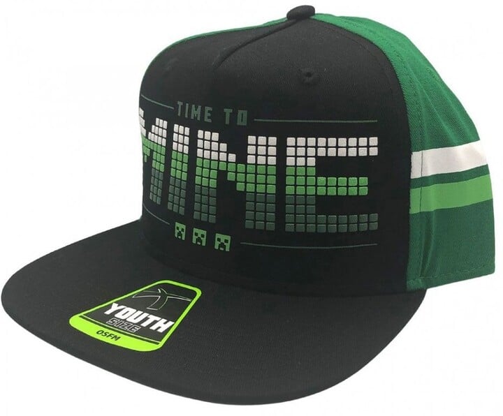 Kapele Minecraft - Time to Mine, e zezë / gjelbërt