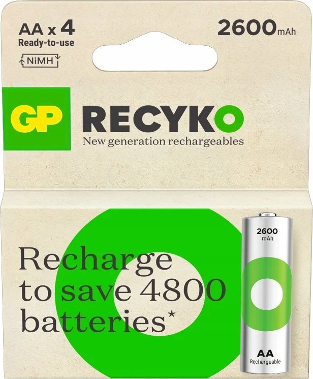 Bateri rikarikueshme GP ReCyko GPRHC272E044, AA, 2600mAh, set 4 copë