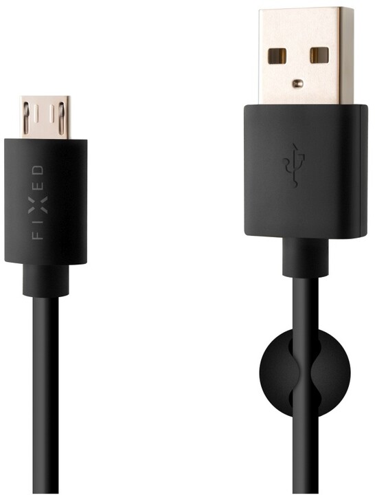Kabllo FIXED USB-A - microUSB, 1m, e zezë