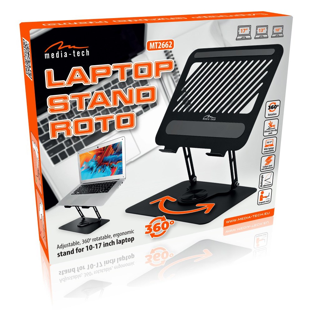 Mbajtëse rrotulluese laptopi Media-Tech MT2662, 10-17", i zi