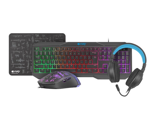 Set tastierë, maus dhe kufje FURY Thunderstreak 3.0, i zi