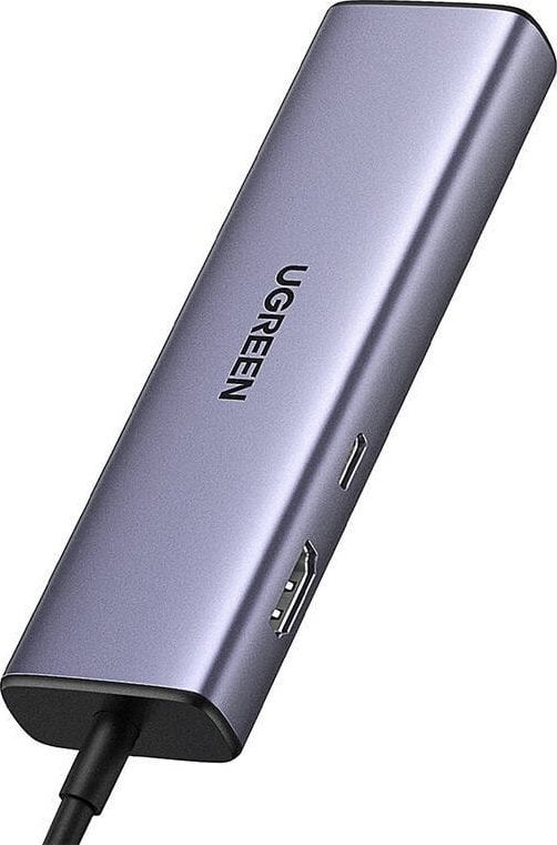 HUB USB UGREEN CM512, 3x USB A 3.0, HDMI 4K, RJ 45, USB C PD 100W, gri