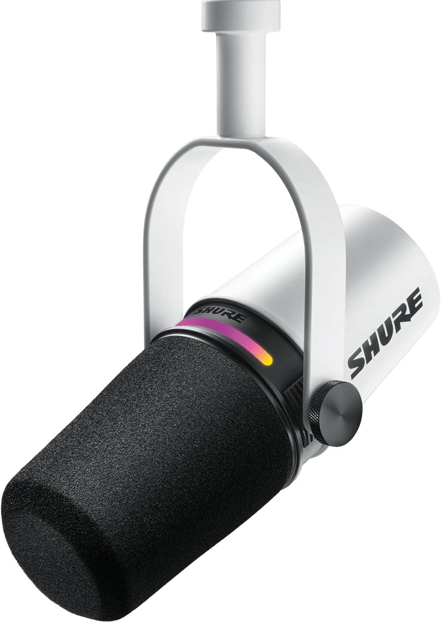 Динамички микрофон Shure MV7+, USB C XLR, за подкаст, бел