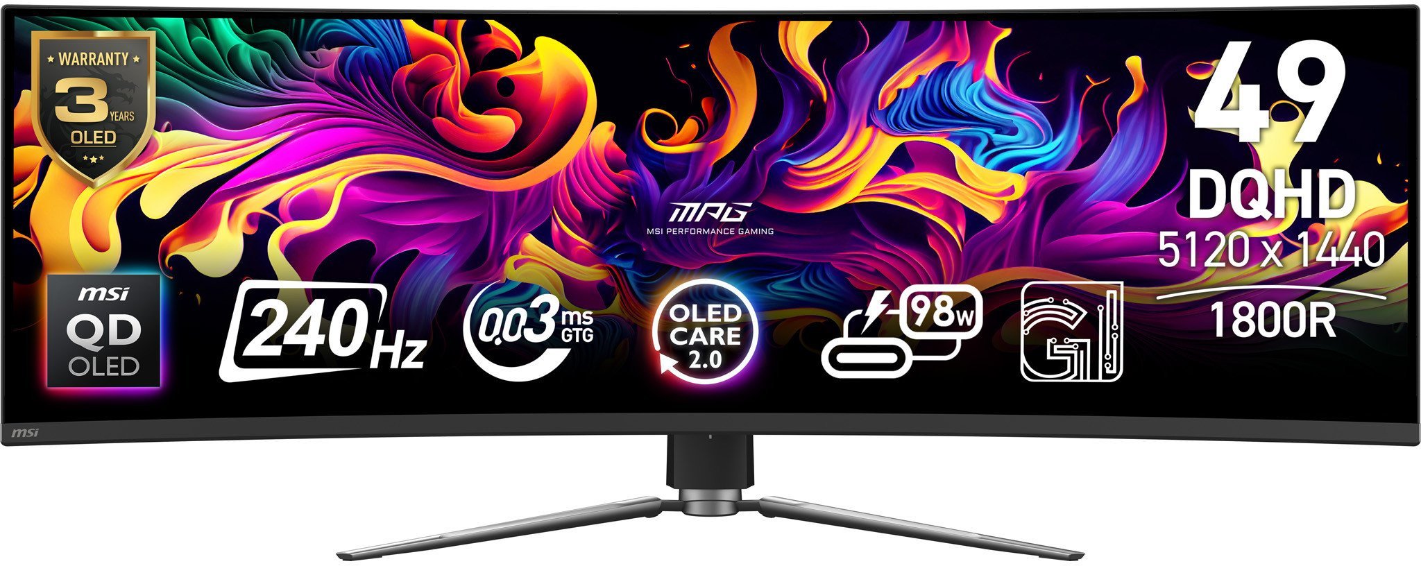 Monitor gaming i lakuar MSI MPG 491CQPXDE, 49", QD OLED, i zi