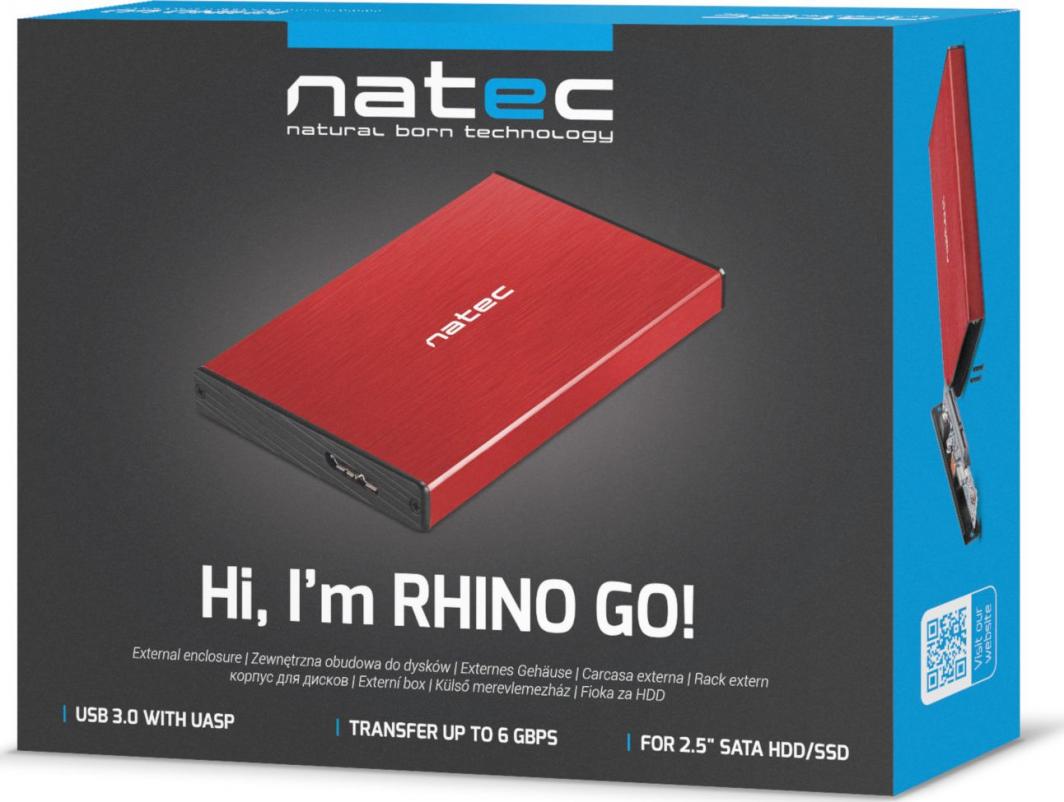Korniza Natec RHINO GO SATA 2.5 "USB 3.0 RED (NKZ-1279), e kuqe