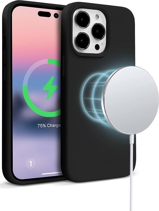 Mbulesë telefoni Crong Color Cover Magnetic, për iPhone 14 Pro Max, MagSafe, e zezë