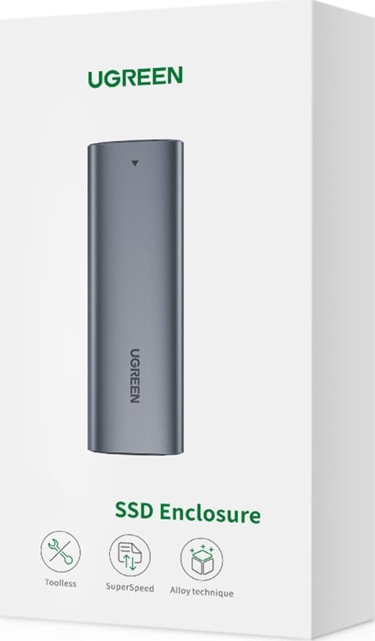 Надворешно куќиште за SSD M.2 Ugreen CM400, USB 3.2 Gen 1, до 2TB, сиво