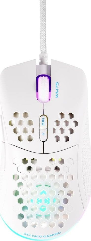 Maus gaming Deltaco Gaming WM75, 6400 DPI, 7 butona, i bardhë