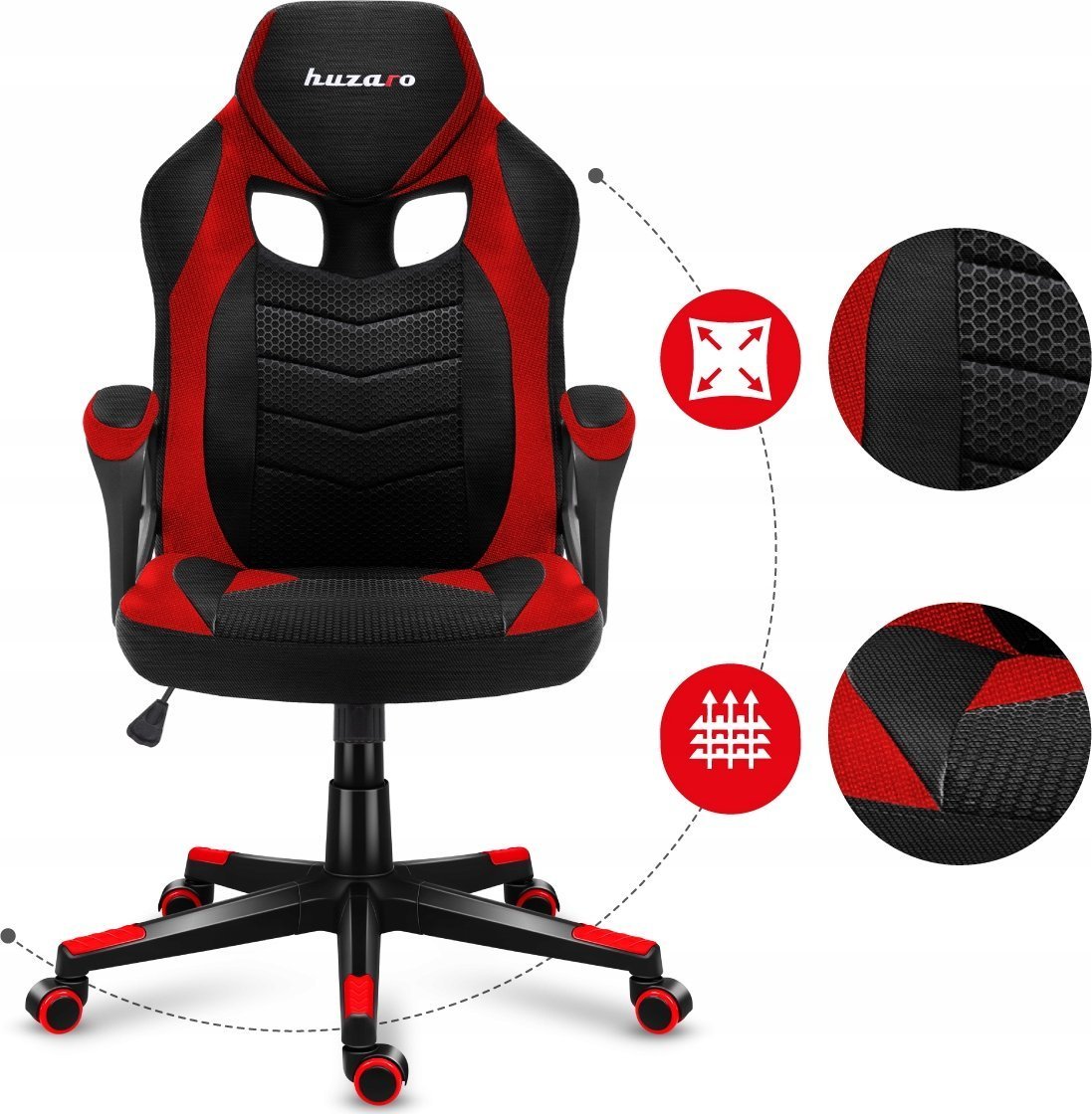 Karrige gaming Huzaro FORCE 2.5, mesh, ergonomike, e kuqe
