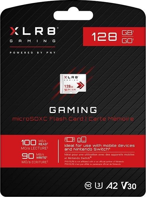 Kartë memorie PNY XLR8 MicroSDXC, 128GB, UHS I Class 10, e bardhë