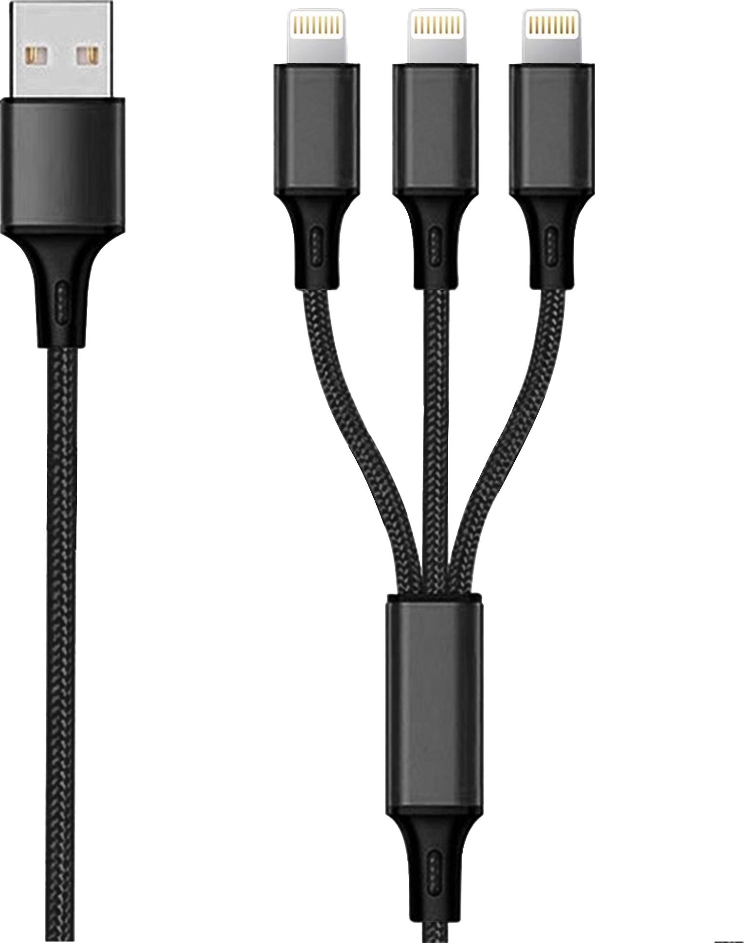 Kabllo USB 2GO 3 në 1, USB A në USB C microUSB Lightning, 1.5 m, e zezë