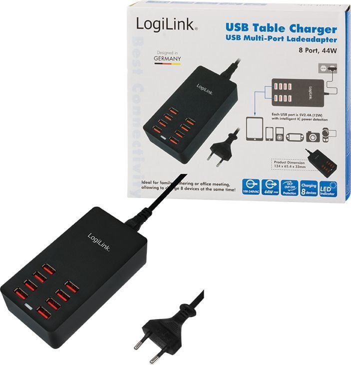 Karikues USB LogiLink PA0140, 8x USB A, 44W