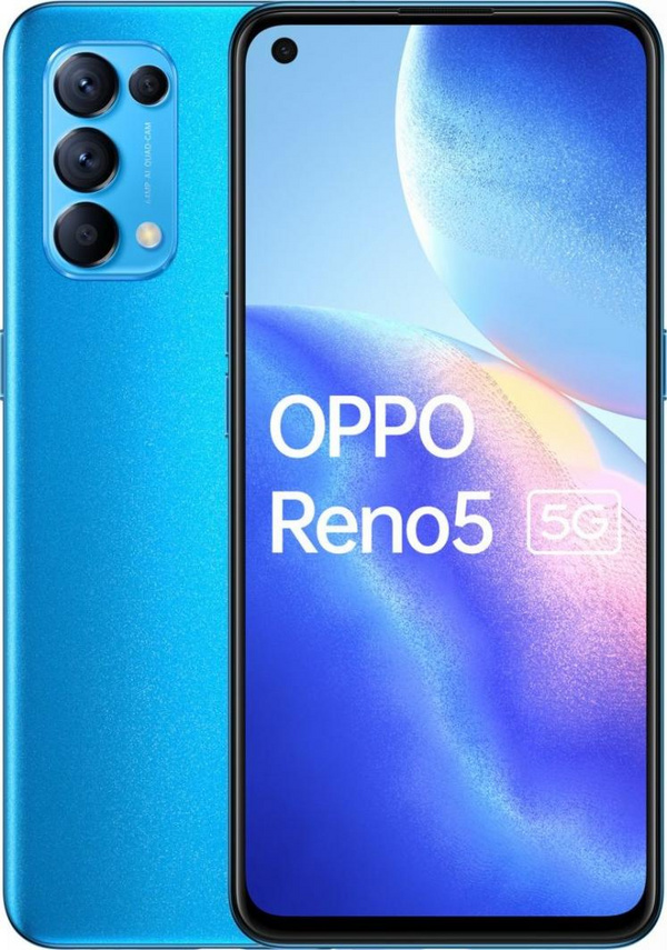 Celuar Oppo Reno5, 5G, 8/128GB, Dual SIM, i kaltër