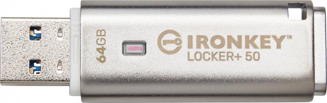 USB Pendrive Kingston IronKey Locker+ 50, 64 GB, i argjendtë