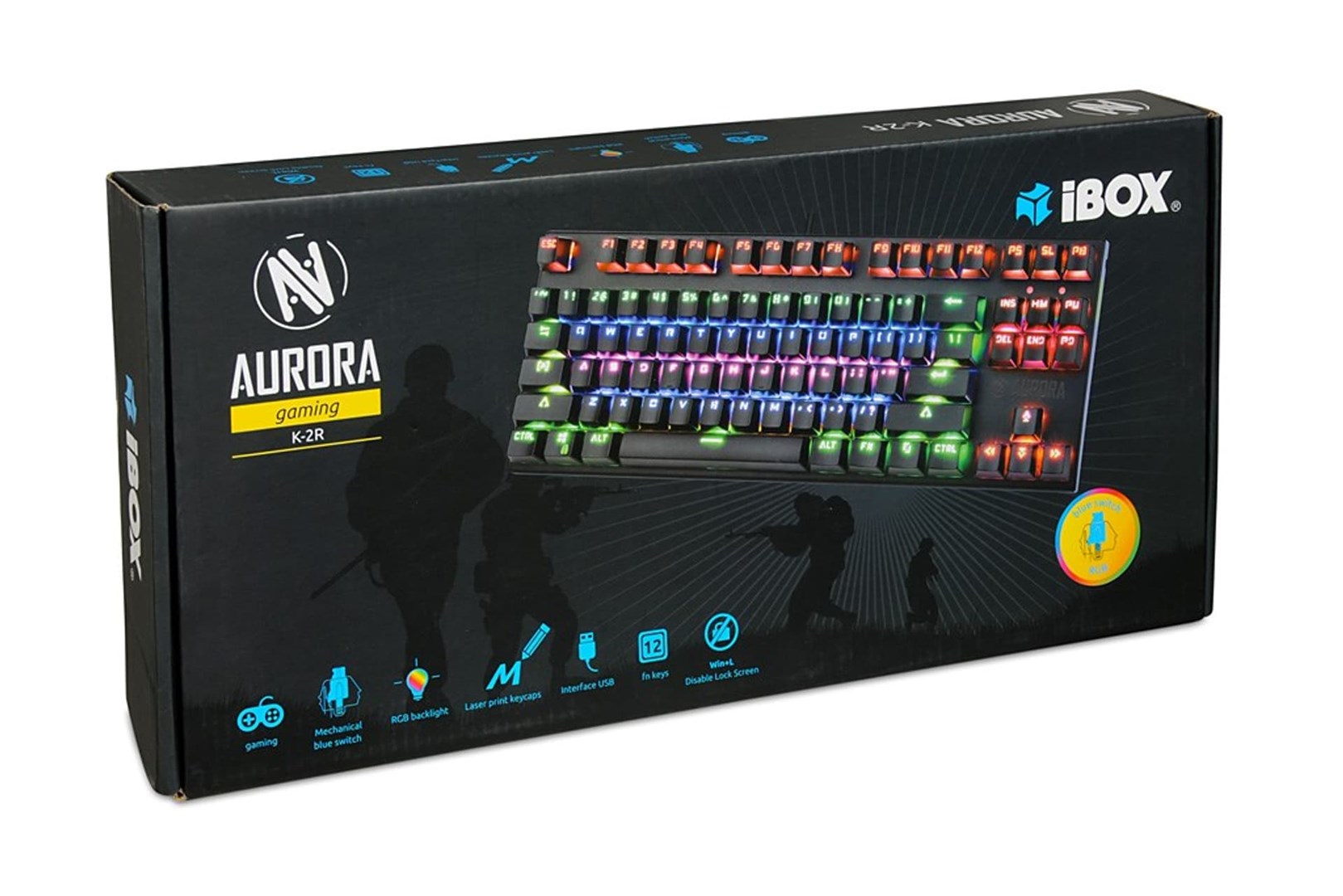 Tastierë iBOX Aurora K-2R, Blue Switch, RGB, e zezë