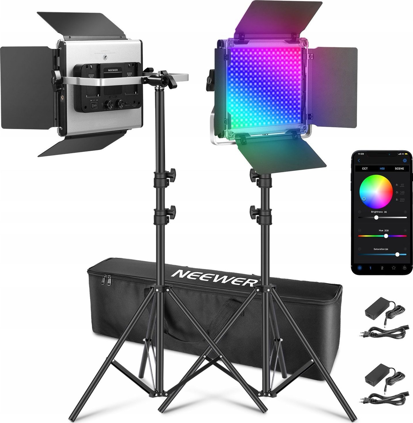 Set ndriçimi studio Neewer RGB 660Pro II, 50W, 3200 5600K, shumëngjyrësh